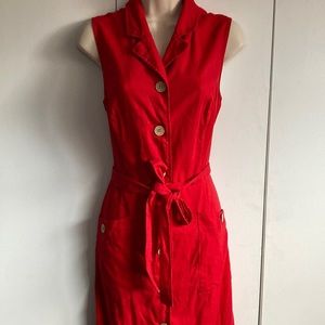 Red Linen-blend sleeveless dress sz 8